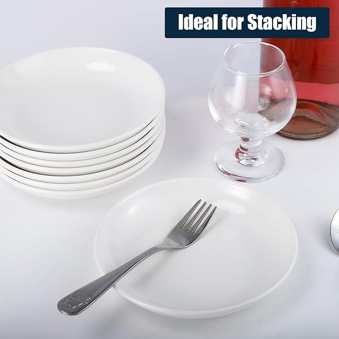 8 Pieces Ceramic Dessert Plates,6 inch White Appetizer Plates,Round Dessert Salad Plate,Porcelain Dinner Plate,Ceramic Serving Dishes for Appetizers Salad Cake, Microwave & Dishwasher Safe