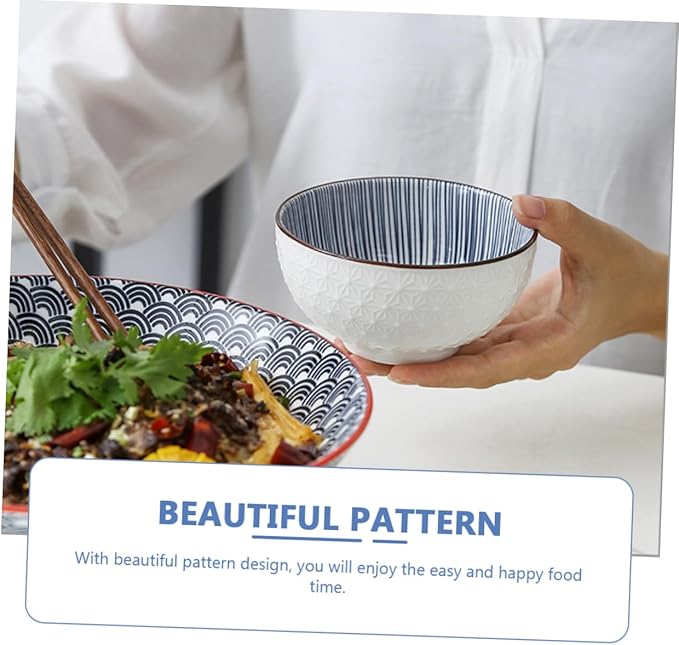 BESPORTBLE Home Bowls Set Ceramic Soup Bowl Easy Clean Heat Resistant for Soup Noodles Fruit Salad