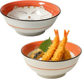 JapanBargain Set of 2 Japanese Porcelain Bowls, Large 7.5 Inch Ramen Udon Noodle Rice Soup Pho Poke Cereal Bowl, Maneki Neko Smiling Lucky Cat Pattern, Pink, Made in Japan