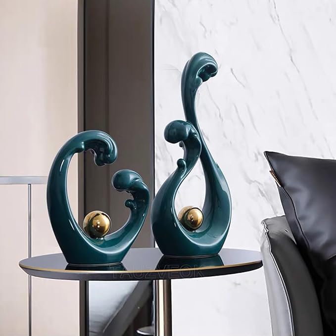 Sculptures Statues Sculpture Decoration White, Modern Abstract Art Sculptures Decoration, Office, Apartment Statues and Sculptures, Ceramic, White (Green Grün)