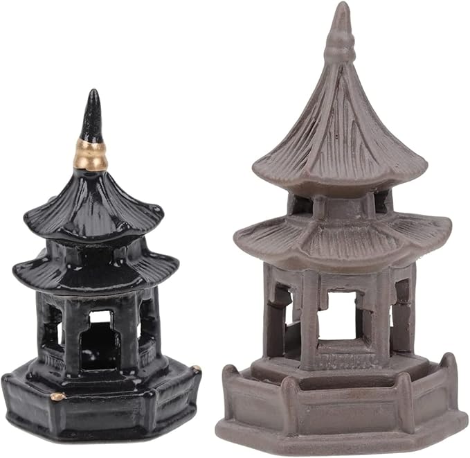 Sculpture Tabletop Figurine Decor Mini Pagoda Statue 3Pcs Chinese Pagoda Statue Miniature Ceramic Asian Decor Pagoda Figurine Tea Pet Decorations