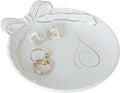 COLLECTIVE HOME Custom Initial Ceramic Jewelry Tray with Bow - Ring Holder & Earring Dish | Christmas Gift Idea for Women, Unique Birthday Present for Her (S)