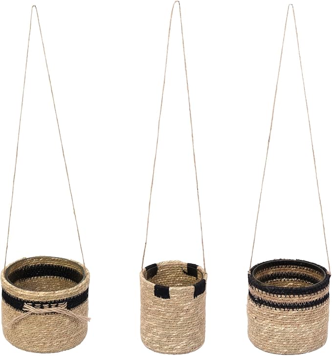 Haven Set/3 Black Hanging Planter - Tea Light Candle Holder