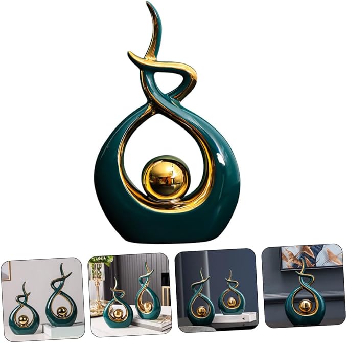 Happyyami Ceramic Abstract Art Sculpture for Living and Dining Decoration Decor and Unique Design Centerpiece for Tabletop Shelf