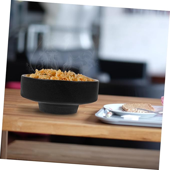 Ceramic Frosted Ramen Bowl High Footed Soup Container for Instant Noodles Salad and Food Storage Household Deep Porcelain Bowl