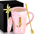 Personalized Ceramic Coffee Mug with Lid Tea Cup Women Her Sister Mom Girlfriend Aunt Best Friend Friendship Grandma Wife Daughter Law Lady Happy Birthday Gifts Cool Funny Meaningful Unique Cute,J