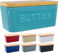 PriorityChef Extra Large Butter Dish with Lid for Countertop, Ceramic Butter Container With Airtight Cover, Butter Keeper for Counter or Fridge, Butter Holder Storage, Turquoise