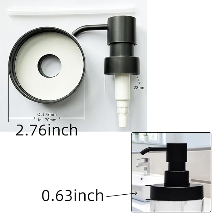 Mason Jar Liquid Soap Dispenser Lids and Pump, Modern Farmhouse Decor for Kitchen Sink& Bathroom, Liquid Soap Pumps for Hand Soap, Dish Soap, Lotions(Black Matte, 2 Pack)
