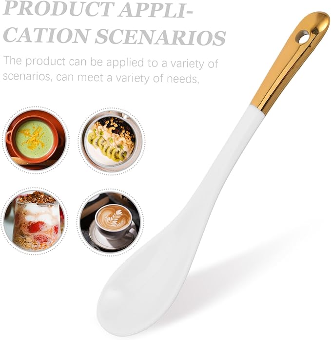 European Style Ceramic Coffee Spoon with Gold Trim Luxurious Porcelain Spoon for Coffee Cups Tea Parties and Desserts Versatile Handmade Kitchen Accessory