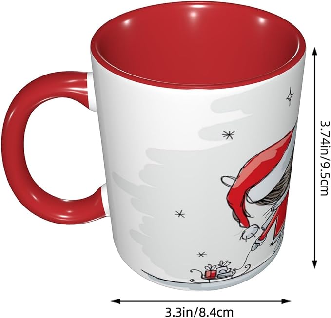 Poppy Flower,Funny Novelty Ceramic Coffee Cups With Handle,Floral Garden Leaves Modern Nature Tea Cup for Office and Home, 11 Oz,Dishwasher Microwave Safe (Red)
