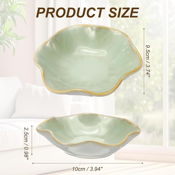 uxcell Candle Holder Plates, 4 Inch Ceramic Candle Tray Tealight Incense Holder Dish Candlestick for Tea Light Aromatherapy Wedding Rustic Vintage Home Decor, Lotus Leaf White Green