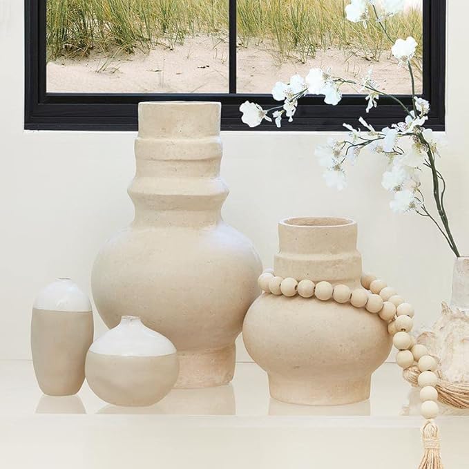 Santa Barbara Design Studio Vases for Home and Office Décor Artisan Dipped Flower Vase, Medium, Cream