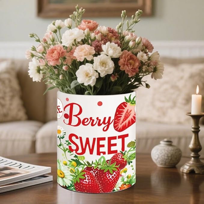 Strawberry Kitchen Decor, 6.5inch Ceramic Utensil Holder with Strawberry Design, Rustic-Style Indoor Kitchen Utensil Storage Rack, Ideal for Spoon Storage and Cooking Tools, Gift for Kitchen Organizer