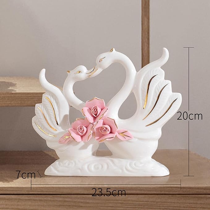 Fenteer Couple Swan Statues for Table Centerpiece Set of 2 Home Decor, Style A
