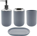 Bathroom Accessory Set, 4 pcs Shatter-Resistant Resin Bathroom Accessories Set Include Lotion Soap Dispenser Toothbrush Holder Soap Dish Modern Bathroom Decor, Gift for Home (Grey 4pcs)