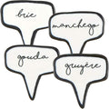Santa Barbara Design Studio Table Sugar Ceramic Cheese Markers Set of 4, 2" x 2", White/Black