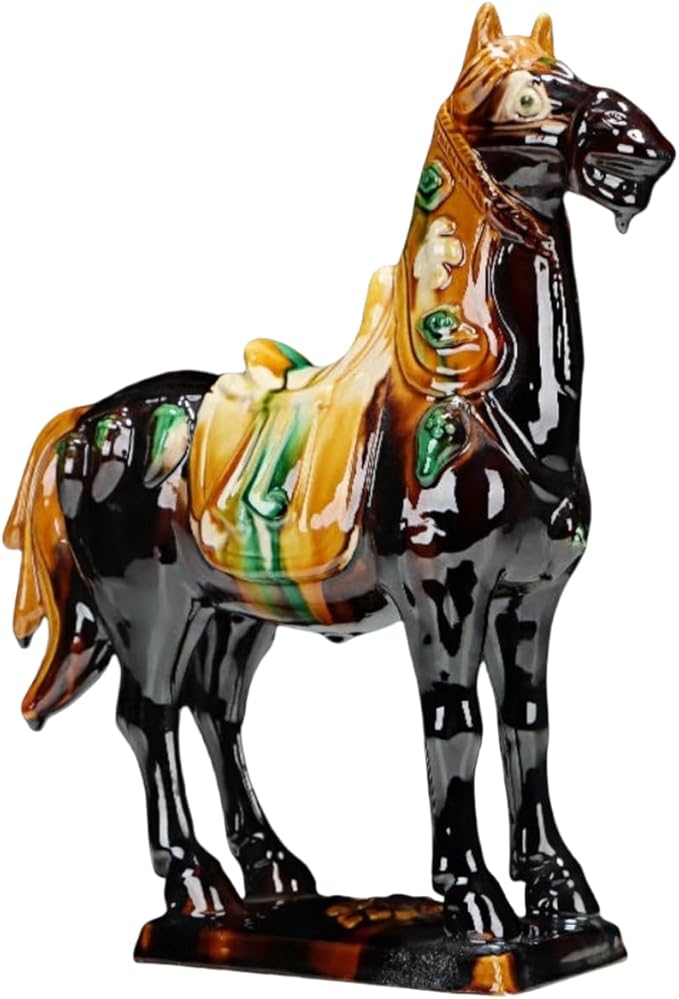 Ceramic Ornaments Chinese Feng Shui Ceramic Sculpture Silk Road Asian Art Decorative Ornaments Brown Horse