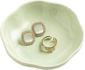 Ceramic Ring Dish Flower Jewelry Holder Dish Cute Jewelry Dish Tray Trinket Dish Small Decorative Tray Key Bowl Room Decor Aesthetic for Mom Best Friend Sister (Green)