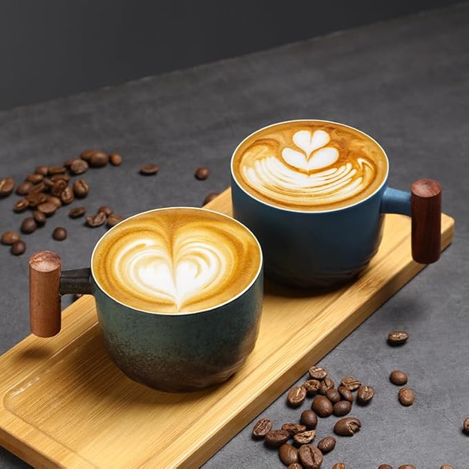 PRINCE G Ceramic Coffee Tea Tasting Cup Japanese Style Coffee Tea Mug With Handgrip (Blue)