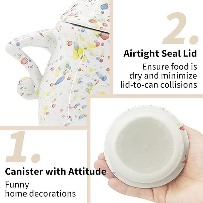 Ceramic Canister with Attitude 28oz, Spice Jars with Airtight Seal Lid for Food Storage, Colorful Decorative Kitchen Container for Coffee Beans, Tea, Sugar, Salts, Spice and More (800ml)