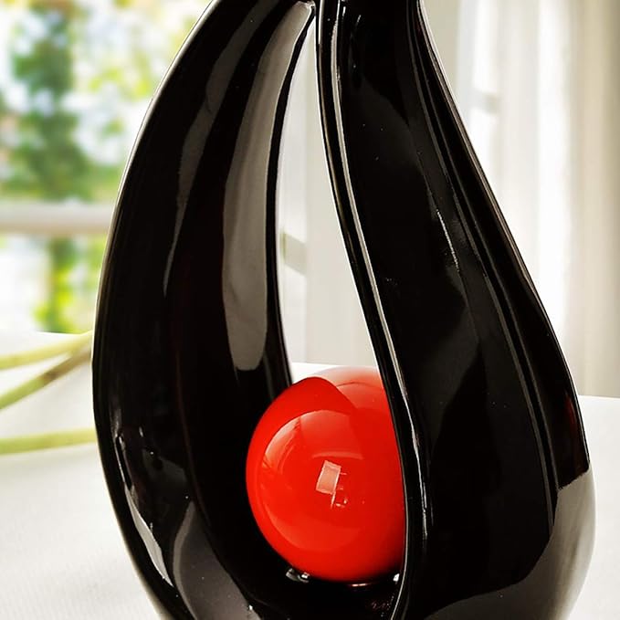 11 x 6 Inch Modern Abstract Sculpture Statue, Office Home Decor Ornament Ceramic Figures, Black