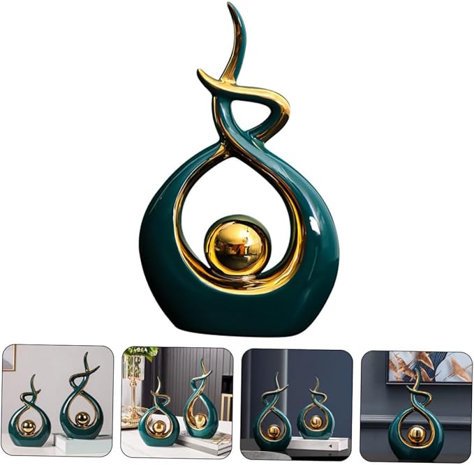 Ceramic Modern Abstract Art Statue Decorative Sculpture for Living Room and Dining Room Unique Table Centerpiece Home Accessory and Version