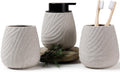 3 Pcs Bathroom Accessories Set – Ceramic Lotion Soap Dispenser, Toothbrush Holder with Rustic Leaf Vein, Modern Vanity Accessory Countertop Organizer for Bathroom Kitchen Decor