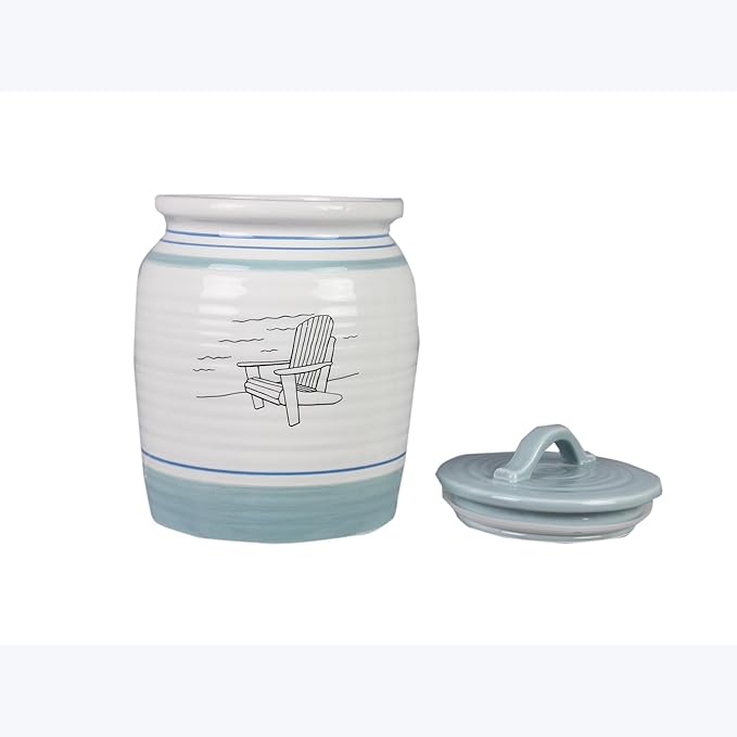 Young's Inc Ceramic Lake Cabin Canister Set with Coastal Lodge & Woodland Designs| Decorative Kitchen Storage Jars for Sugar,Coffee,Flour & Snacks–Rustic Farmhouse Lakehouse Countertop Decor with Lids