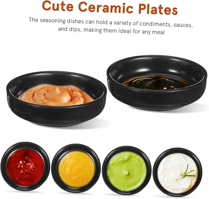 6 Piece Japanese Ceramic Dipping Plates Set Appetizer Sushi Sauce Dishes Porcelain Snack Plates Chinese Style Seasoning Dishes Easy Clean
