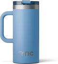RTIC 16oz Road Trip Travel Mug with Lid and Handle, Insulated, Stainless Steel, Metal, Double Wall Vacuum-Insulation, Ceramic Lined, Portable Coffee, Tea Cup for Hot and Cold Drink, Denim