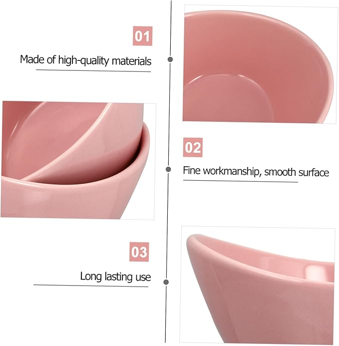 2pcs Handmade Ceramic Salad Bowls Small Pink Multipurpose Tableware for Soup Noodles Rice Fruits for Home Dining and Serving