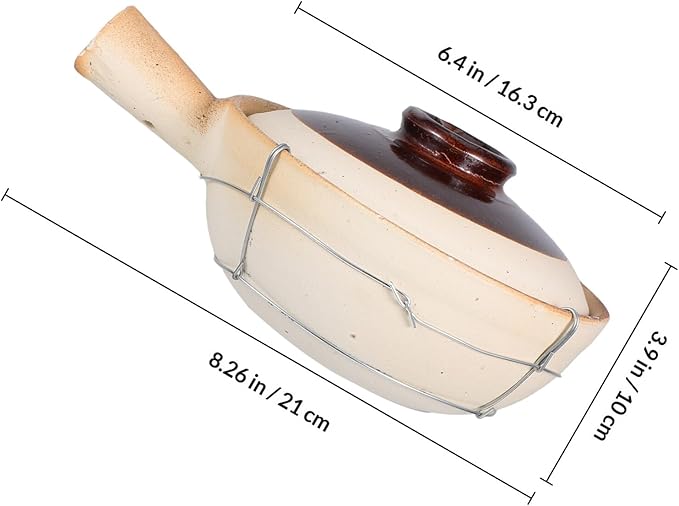 Earthenware Clay Pot 0.5l with Lid Korean Stone Pot for Bibimbap Rice Cooking Home Dinner Casserole
