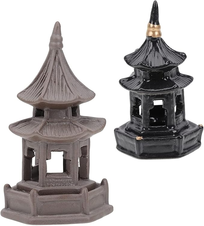 Sculpture Tabletop Figurine Decor Mini Pagoda Statue 3Pcs Chinese Pagoda Statue Miniature Ceramic Asian Decor Pagoda Figurine Tea Pet Decorations