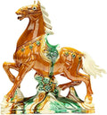 Chinese Style Decoration Ceramic Horse Sculpture Home Office Living Room Ornaments High-End Feng Shui Decorations Asian Art Yellow Trumpet