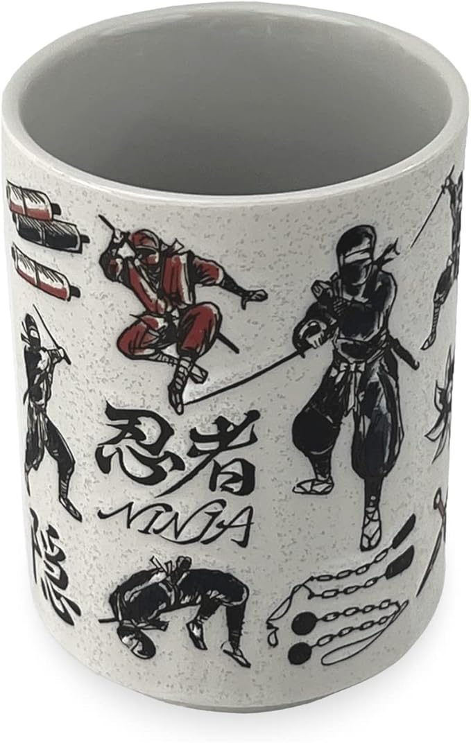 Japanese Tea Cup - Pottery 9 fl oz, Yunomi Mug, Sushi Made in Japan (C3-43 Ninja)