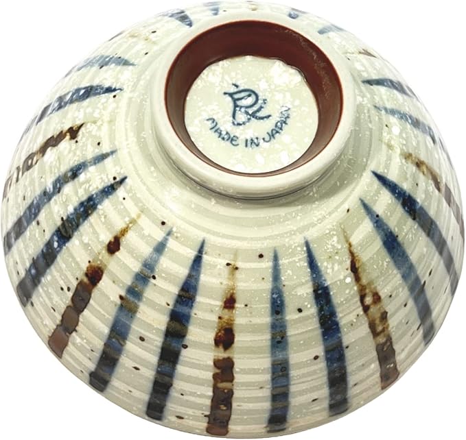 Traditional Style Japanese Ceramics Rice Bowl Chawan Pottery, Dishwasher Microwave Safe Made in Japan (Sabitokusa, Medium (oohira))
