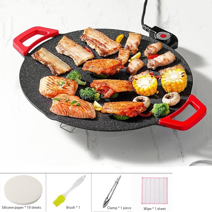 Electric grill, Korean style household electric grill, smokeless meat grilling machine, electric grilling plate, iron plate, meat grilling pot, large