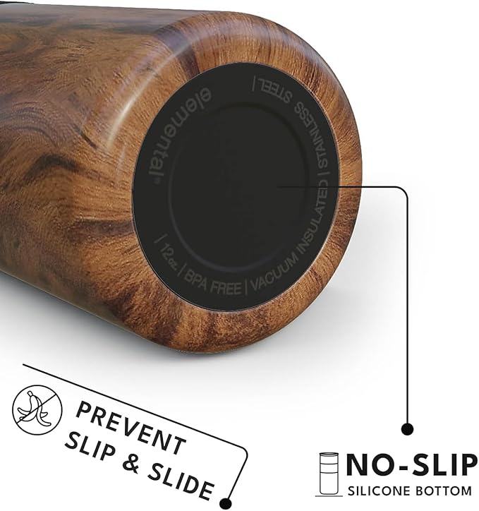 Elemental Artisan Inner Ceramic Coating Tumbler, Triple Wall Coffee Travel Mug, Reusable Stainless Steel Coffee Tumbler with Ceramic Lid for Hot (6 Hrs) & Cold (18 Hrs), 16oz - Teakwood