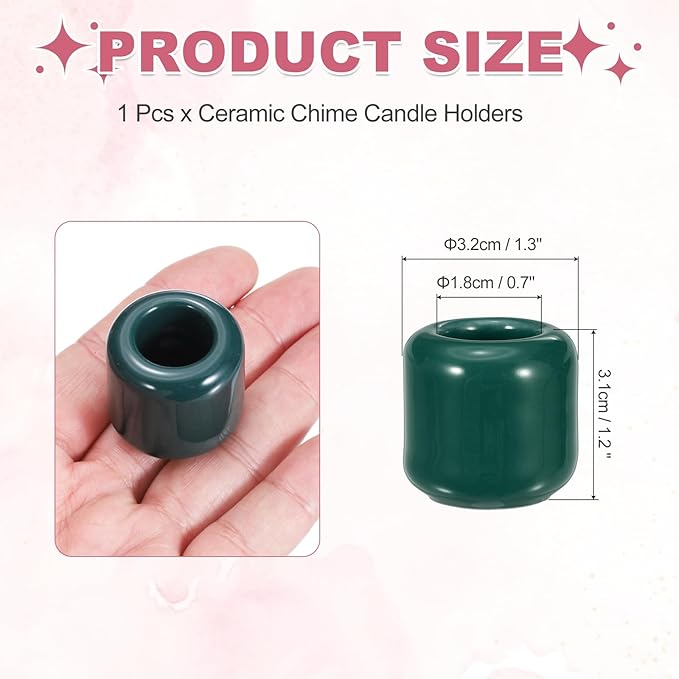 uxcell Ceramic Chime Candle Holders, Small Ceramic Candle Holders for Birthday Parties Dinners Weddings Table Centerpiece Gatherings Anniversaries Occasions, Dark Green