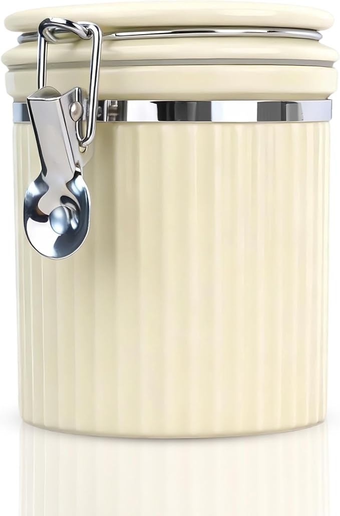 Ceramic Kitchen Canisters Porcelain Food Storage Jar with lie 700ml/24 fl.oz Airtight Freshness Oxidation-Resistant for Flour, Sugar, Coffee,Tea, Oatmeal, Biscuits, Pantry & Countertop Organization