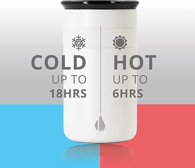Elemental Personalized Artisan Insulated Tumbler, Triple Wall Coffee Travel Tumbler, Reusable Stainless Steel Coffee Tumbler with Ceramic Lid, Thermal Coffee Cup for Hot & Cold, 12oz - Matte White