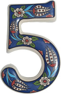Large Ceramic Housewarming Sign Ceramic Address Plaque House Numbers Sign Door Personalized Coloured Decorative Hand Decoratede Housewarming Gifts Tulip Design 12 * 9 cm (Navy Blue, 5)