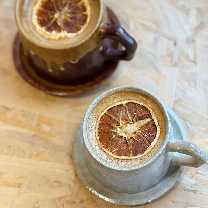 10oz Vintage Retro Handmade Ceramic Cappuccino Cup with Saucer –Small Rustic Stoneware tea cup and saucer, Lead-Free Latte Art Mug,Handmade mug with saucer set,Microwave safe (biege)