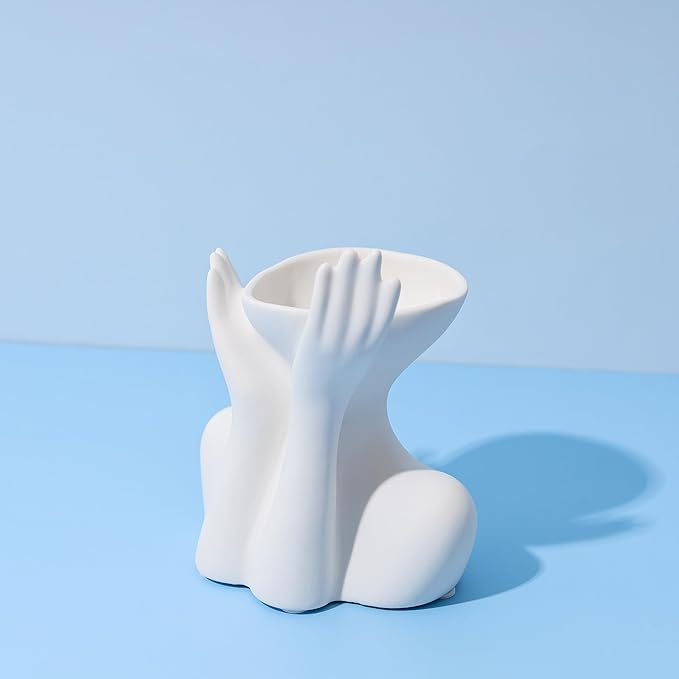 Elegant Hands Ceramic Vase – Modern Abstract Sculpture Planter for Home & Office Décor – Minimalist Art Piece for Flowers, Succulents, or Standalone Accent Decoration