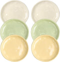 6 Inch Ceramic Salad Plates, Set of 6 - Small Appetizer & Dessert Plates for Portion Control, Microwave & Dishwasher Safe, Chip-Resistant (Soft Green, Cream Yellow, Creamy White (6)