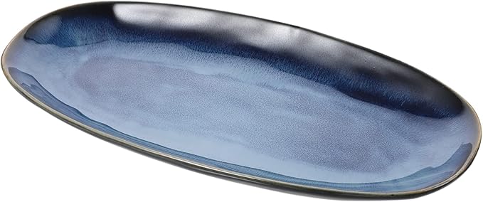 ABOOFAN Ceramic Sushi Plate Blue Large Serving Dish for Home Restaurant Elegant Fish and Fruit Tray for Sushi Snacks and Decorative Display