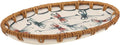 Rattan Ceramic Tray, Oval Fruit/Bread/Cookie/Jewelry Small Storage Porcelain Serving Plate, Vintage Decorative Display Plate for Coffee Table Home Decor Wedding Party Gift (Red Dragonfly)
