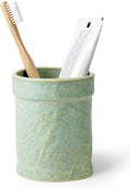 Toothbrush Holder, Tooth Brush Holder for Bathroom - Ceramic Toothbrush Cup Toothbrush Holders Countertop, Makeup Brush Holder Pen Holder, 3.54" x 3.54" x 4.33", Green, ANTIS'S HOME