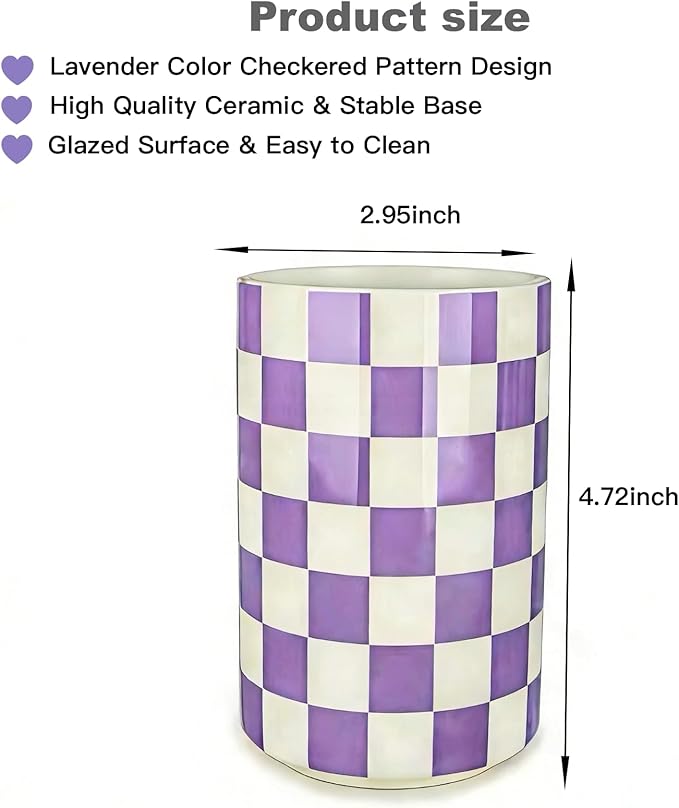 Ceramic Toothbrush Holder, Purple Tooth Brush Holders for Bathrooms, Lavender Bathroom Accessories, Modern Cute Tooth Brush Tumbler/Cup, Toothbrushes Toothpaste Storage Dispenser for Countertop