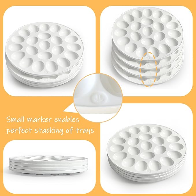 Cinf Ceramic Deviled Egg Containers Deviled Egg Platter Easter Gift Carrier Holder Trays with 22 Slots for Holiday Party and Home Kitchen,Dishwasher Safe,White (No lid included)